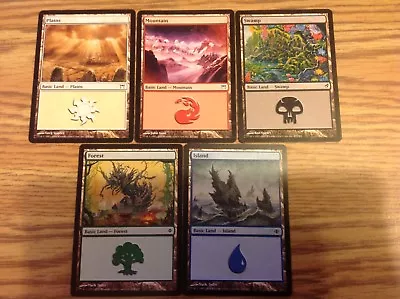 100 Mtg Magic The Gathering Basic Land Cards Lot - Set Of 20 For Each Mana  • $4.99