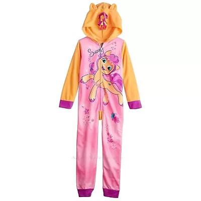 MY LITTLE PONY Pajamas Size 4 6 Girls One Piece Costume Hoodie Union Suit Sunny • $26.80