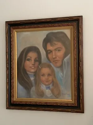 LARGE Vtg 1984 Original Elvis & Priscilla Presley Rhoda Shapiro Pastel Portrait • $845.66