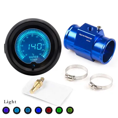 2  52mm Digital 7 Color EVO Water Temp Gauge W/40mm Joint Pipe Sensor Adapter • $29.32