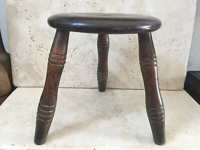 LOVELY GOOD QUALITY DECORATIVE ANTIQUE WOODEN MILKING STOOL  11 Inches • £95