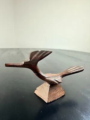 Vintage Mid Century Modern Hand Carved Wooden Bird Road Runner Figurine Decor • $25.25