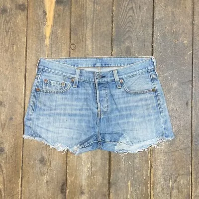 Levis 501 Denim Shorts USA 90s Denim Vintage Summer Jeans Blue Womens 30  • £15