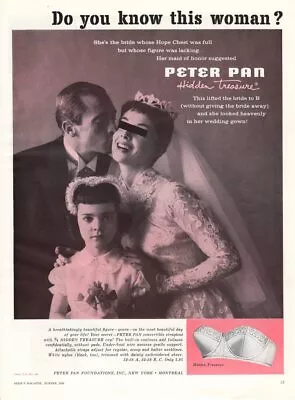 Vintage Advertising Print Ad Bride Dress 1956 Peter Pan Strapless Bra Hidden Ad • $9.95