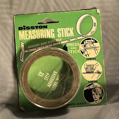 Vintage NOS Disston 12'  Measuring Stick  Adhesive Steel Tape Measure Hobby • $15