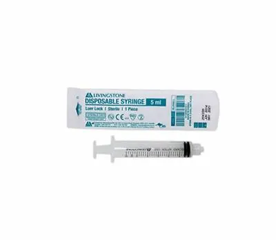 $19.99 • Buy  Livingstone 5ml Syringe, Luer Lock Tip Sterile , Latex Free - Box Of 100