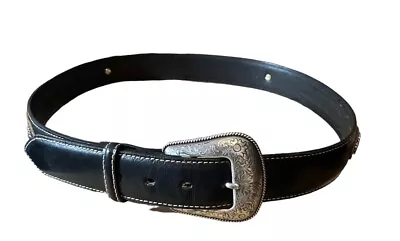 Nocona Western Mens Belt Leather Top Hand Southwest Conchos Laced Black Size 36 • $25.50