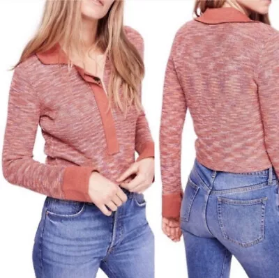 Free People- Making Memories Henley Sweater In Terracotta Size Small. • £23.94