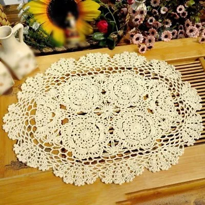 Practical Placemat Retro Table Floral Hand Crochet Handmade Oval Vintage • $15.15