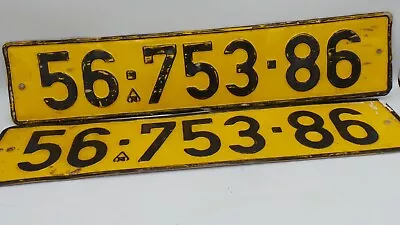 Used Authentic Pair Israel Aluminum Matching Car License Plates Good Condition • $99