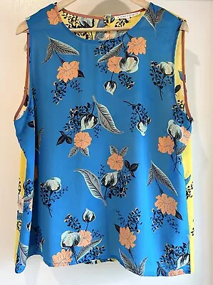Violet & Claire Sleeveless Floral Size XL Blouse Top Yellow Blue Lightweight • $16.93