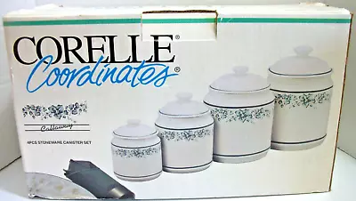 Vintage CORELLE COORDINATES CALLAWAY CANISTERS Set Of 4 W/Lids NEW OLD STOCK • $49.99