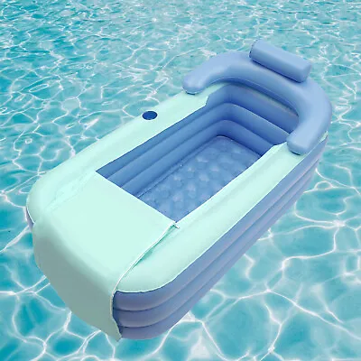 $50 • Buy Blue Inflatable Adult PVC Folding Portable Blow Up Bathtub Bath Tub Spa Warm 