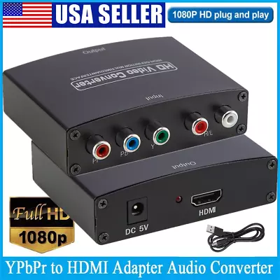 YPbPr Component To HDMI Converter Stereo Audio Video L/R 5RCA RGB Adapter 1080P • $11.99