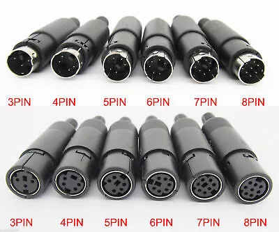 2pcs Mini DIN Plug Jack Connector With Black ABS Plastic Handle 3pin To 8pin • $1.74