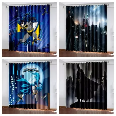 Boys 3D Batman Curtains Bedroom Living Room Blackout Curtains Ring Top Eyelet • £31.20