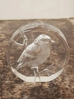 Kosta Boda Mats Jonasson Glass Paperweight Bird On Branch Signed #99165 • £22