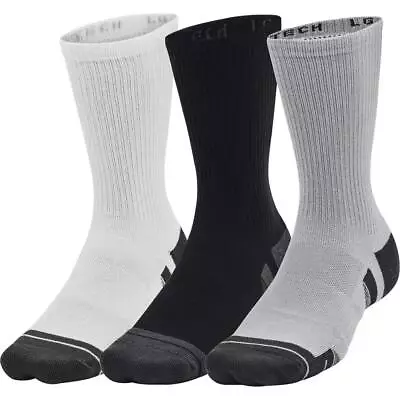 Under Armour Unisex Performance Tech (3 Pack) Crew Socks Gym - Grey • £11.99