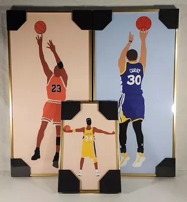 NBA Framed Canvas Art Stephen Steph Curry Michael Jordan Kobe Bryant Basketball  • $74.98