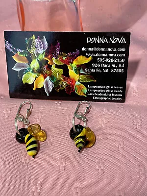 Vintage Donna Nova -moma And Baby Glass Bees Earrings -santa Fe N.m. • $24