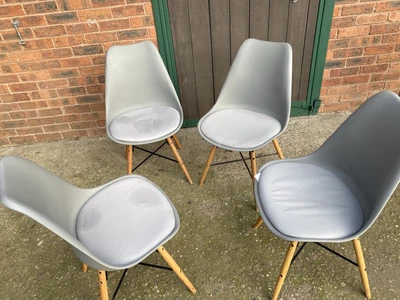 £55 • Buy Set 4 Kari Dining Chair Grey Cloth Padded Seat In Julian Bowen ScandiStyle Funky