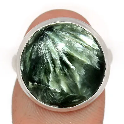 Natural Seraphinite 925 Sterling Silver Ring Jewelry S.7 CR32263 • $14.99