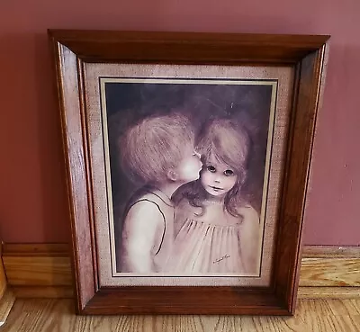 VINTAGE MARGARET KANE  FIRST KISS  FRAMED PICTURE/PRINT/VINTAGE! 20  X 17  • $65