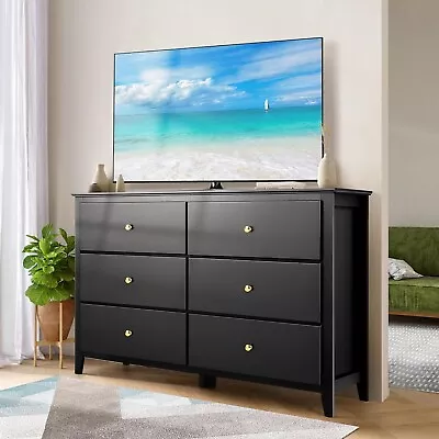 6 Drawer Dresser Wooden Dreeser Wide Storage Space Accent Storage Cabinet NEW! • $169.99