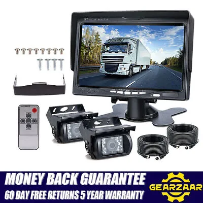 Car Reversing Camera 4Pin + 7  LCD Monitor Truck Bus Van Rear View Kit 12V-24V • £45.88