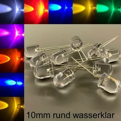 10mm LEDs Round Water Clear All Colors Incl. Resistors Light-emitting Diodes LED 10mm + • $138.21