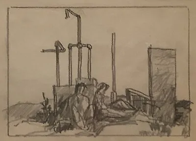 Carl Gaertner Lounging Men Outdoor Showers 1940s Pencil Drawing Cleveland Ohio • $149.99