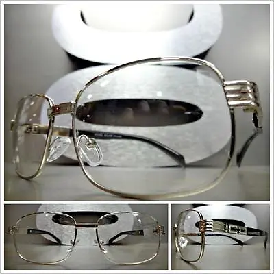 CLASSIC VINTAGE RETRO Style Clear Lens EYE GLASSES Silver & Black Fashion Frame • $14.99