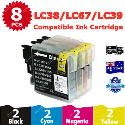 $11.90 • Buy 8x Compatible Ink Cartridge LC38 LC39 LC67 BK/C/M/Y For Brother Printer DCP MFC