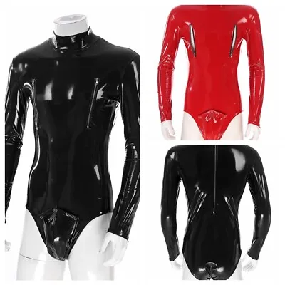 UK Mens Underwear Cosplay Shiny Costume Patent Leather Role Play Catsuits Party • £9.49