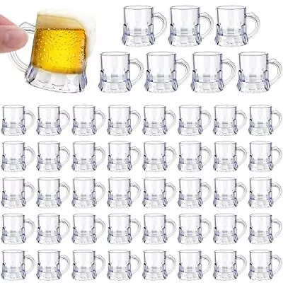 48 Pieces Mini Plastic Beer Mugs 1 Ounce Mini Beer Mug Shot Glasses With Hand... • $35.48