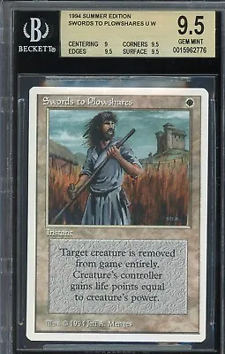 GEM MINT BGS 9.5 Summer Magic/MTG Swords To Plowshares ~ ULTRA RARE!!! • $3000