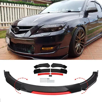 For Mazda 3 Gloss Black + Red Front Bumper Lip Splitter Body Kits Spoiler AU • $57.95