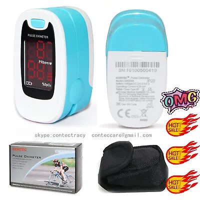 LED Blood Oxygen Finger Pulse Oximeter Oxymeter SPO2 Heart Rate Monitor+Pouch • £13.19