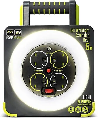 Work Light Extension Lead LED Masterplug Pro XT 5 Metre 4 Way Socket • £34.99