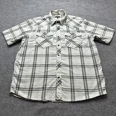 Patagonia Pearl Snap Western Shirt Men L White Gray Plaid Hemp Stretch Relaxed • $21.99