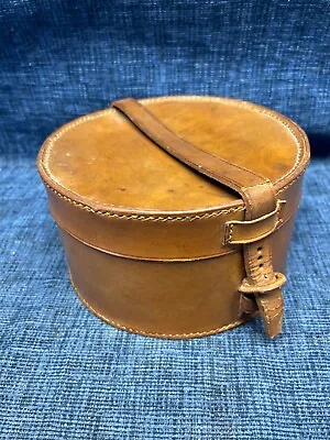 Vintage Leather Handcrafted Round Trinket/Jewelry Box • $25