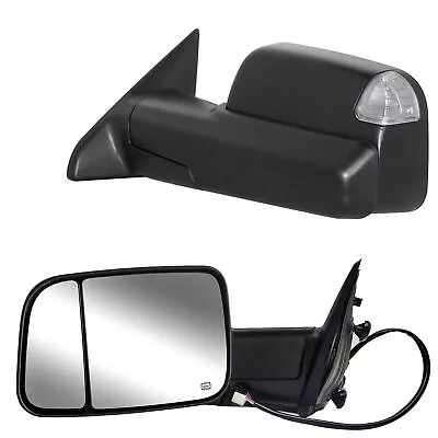 Pair Towing Mirrors For 13-18 Dodge Ram Power Heated Led Turn Signal Temp Sensor • $160.21