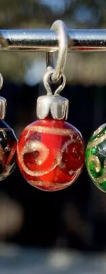 Beautiful Trollbeads Red Glitter Ornament Glass Bead Dangle Pendant HTF! • $85