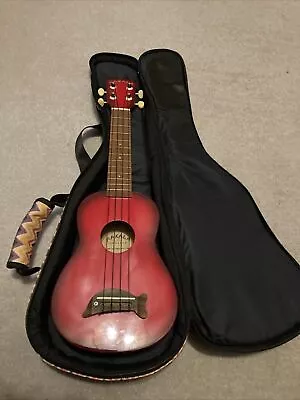 Ukelele By Kala - Makala Soprano Dolphin Red Burst With Carry Case. • $31.08