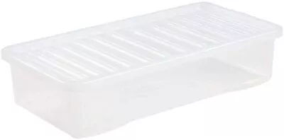 £11.47 • Buy Large 42 Litre Clear Plastic Underbed Storage Box & Lid Food Storer Stackable