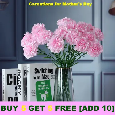 Silk Carnation Artificial Fake Flowers Bunch Bouquet Home Wedding Party Garden • £3.93