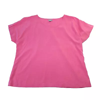J. JILL Top Women's Large Pink Short Sleeve Shirt Cotton Modal Seam Detail • $13.66