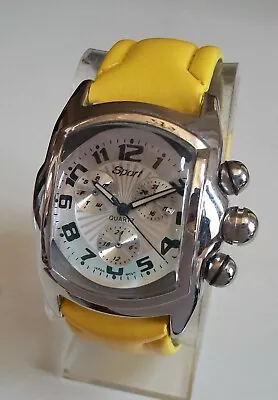Men's Silver Dial Yellow Leather Band Fashion Dressy Casual Hip Hop Watch • $26.99