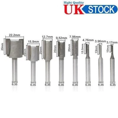 £7.88 • Buy 8Pcs 1/4 Shank Straight Slotted Router Bit For Woodworking Cutter Set 6.35mm