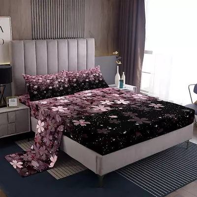 Cherry Blossom Bed Sheets Full Pink Flower Sheet Set Petal Floral Bedding Gli • $76.39